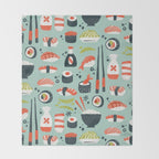 Sushi Dreams - Mint Throw Blanket Gallery Image 2