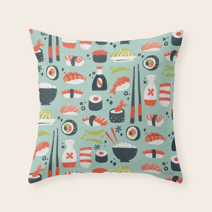 Sushi Dreams - Mint Throw Pillow Gallery Image 6