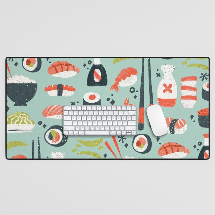 Sushi Dreams - Mint Desk Mat Gallery Image 1