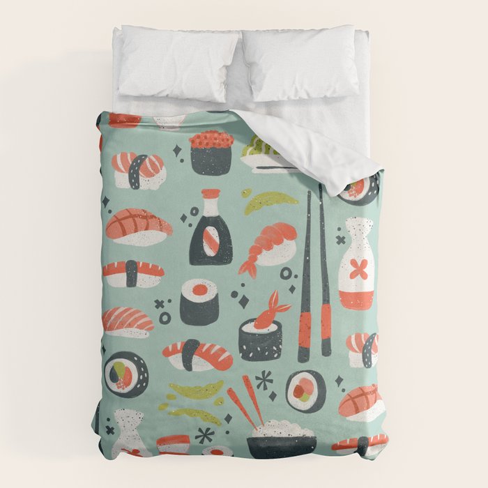 Sushi Dreams - Mint Duvet Cover Gallery Image 1