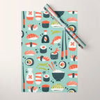 Sushi Dreams - Mint Wrapping Paper Gallery Image 1