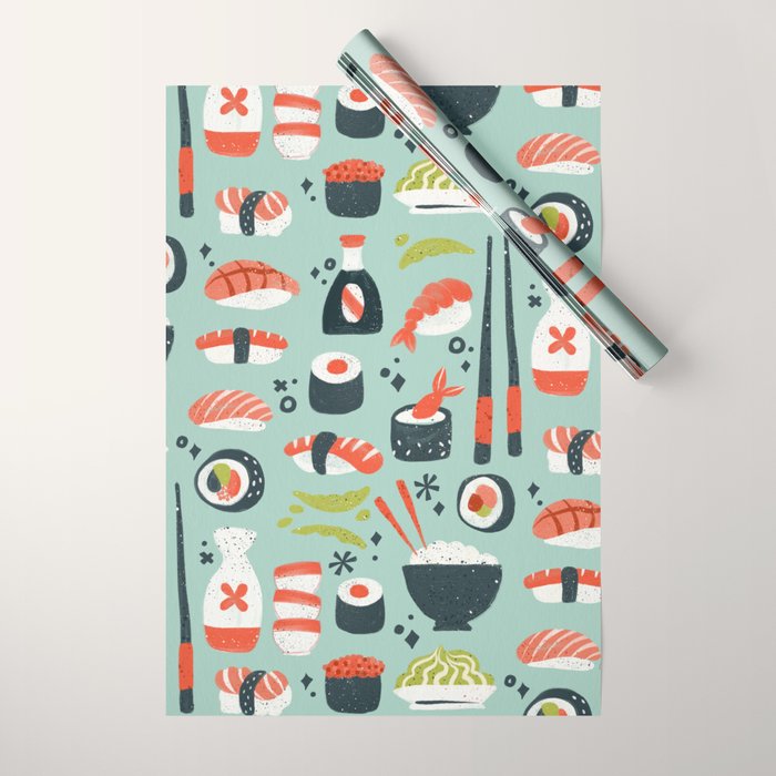 Sushi Dreams - Mint Wrapping Paper Gallery Image 1