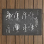 Fly Fishing Patent - Fisherman Art - Black Chalkboard Outdoor Rug Gallery Image 1
