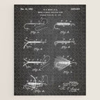 Fly Fishing Patent - Fisherman Art - Black Chalkboard Jigsaw Puzzle Gallery Image 1