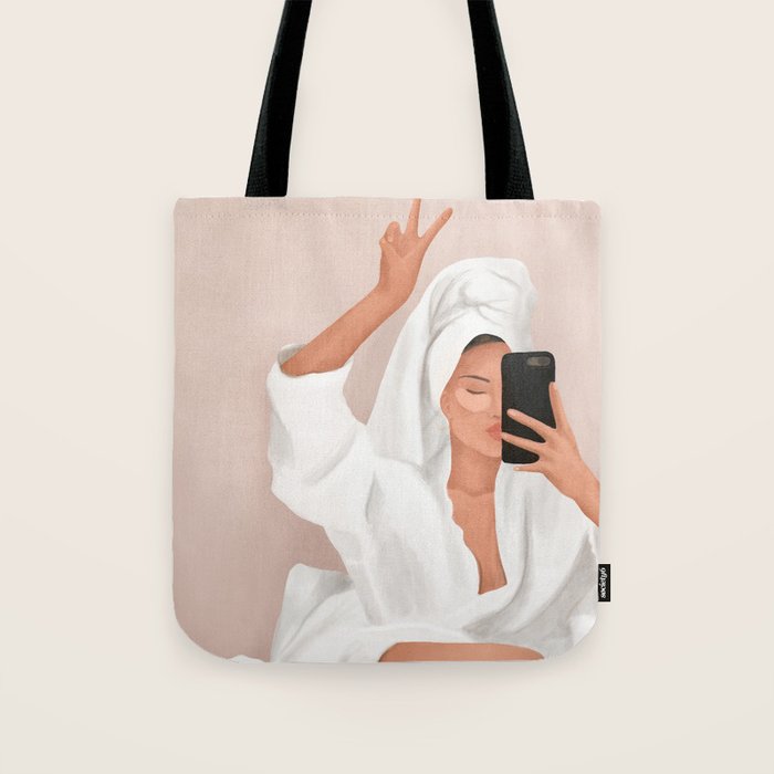 Morning Selfie Tote Bag Gallery Image 1