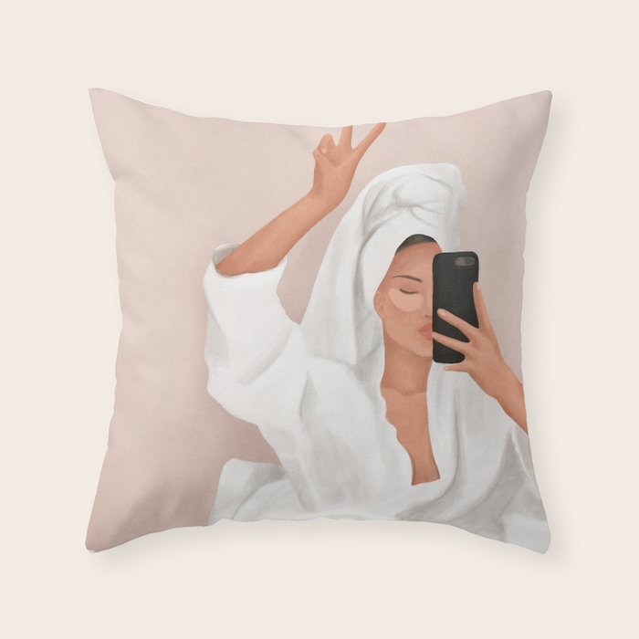 Morning Selfie Throw Pillow Gallery Image 6