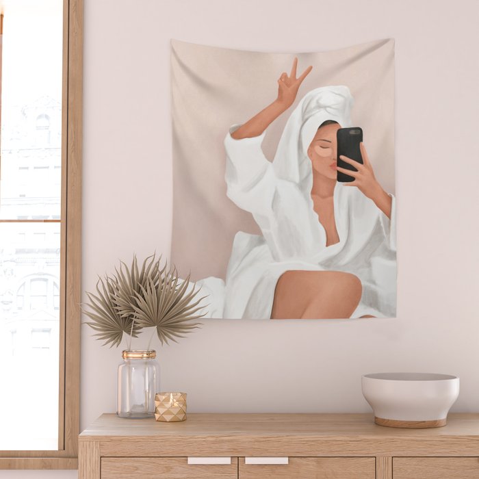 Morning Selfie Wall Tapestry Gallery Image 2
