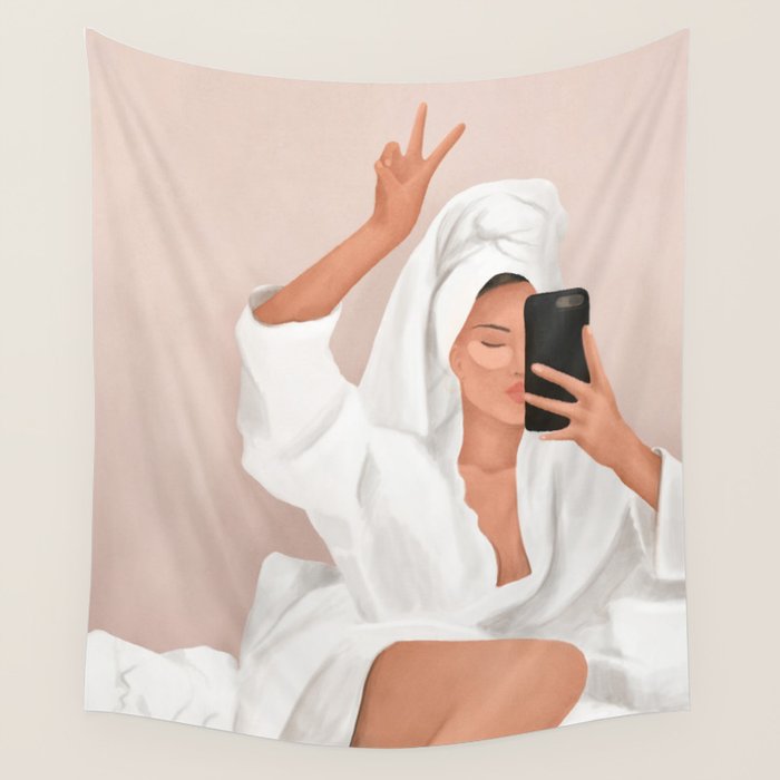Morning Selfie Wall Tapestry Gallery Image 4