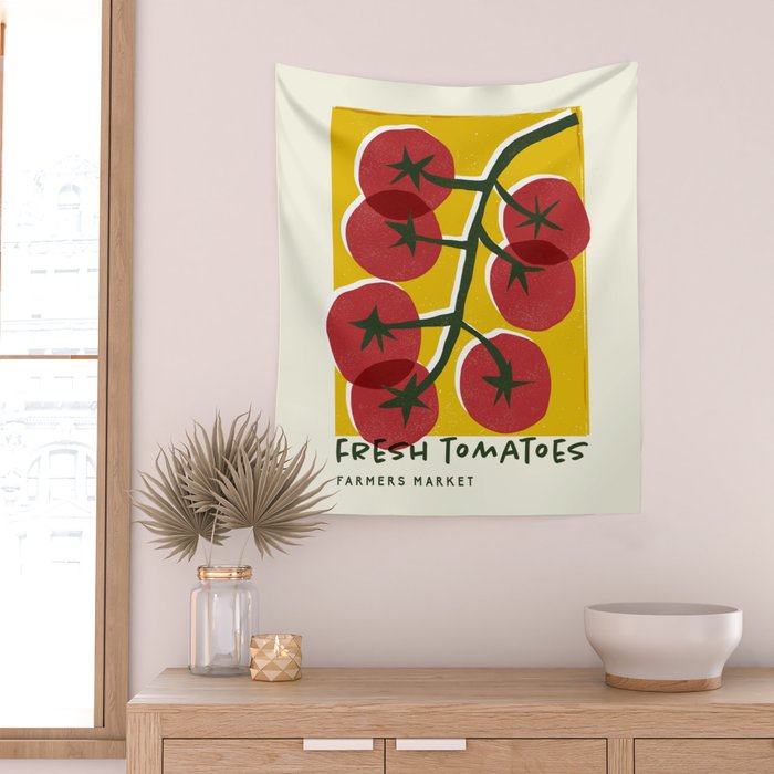 Fresh Tomatoes, Farmers Market Wall Tapestry Gallery Image 2