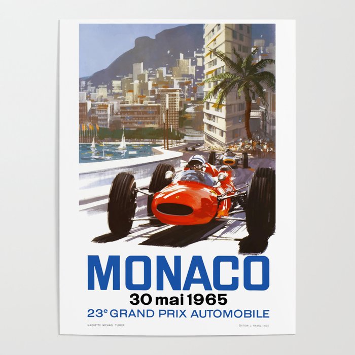 1965 Monaco Grand Prix Racing Poster Poster