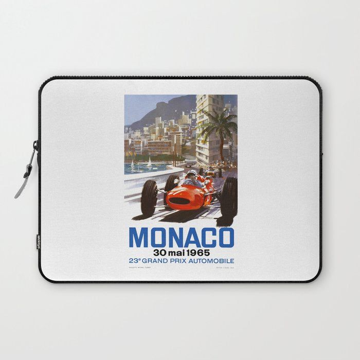 1965 Monaco Grand Prix Racing Poster Laptop Sleeve Gallery Image 1