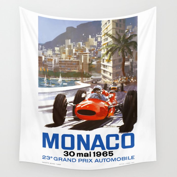 1965 Monaco Grand Prix Racing Poster Wall Tapestry Gallery Image 4