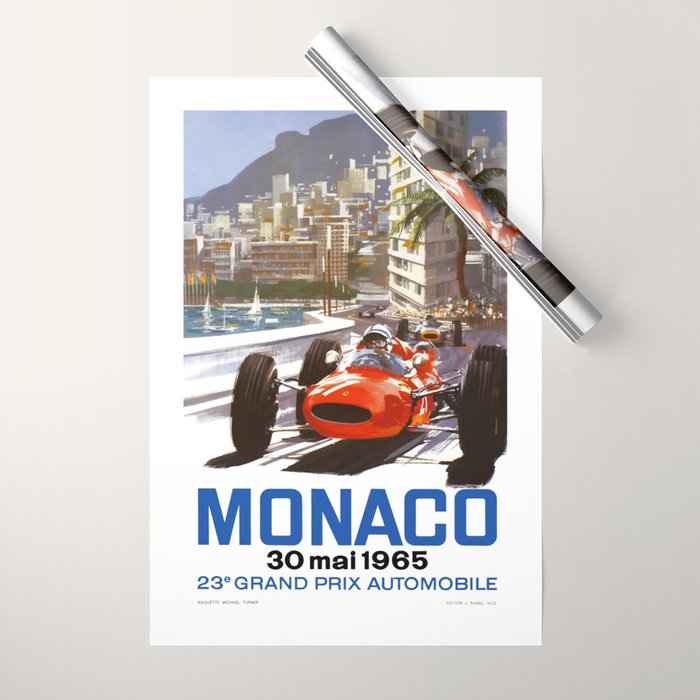 1965 Monaco Grand Prix Racing Poster Wrapping Paper Gallery Image 1