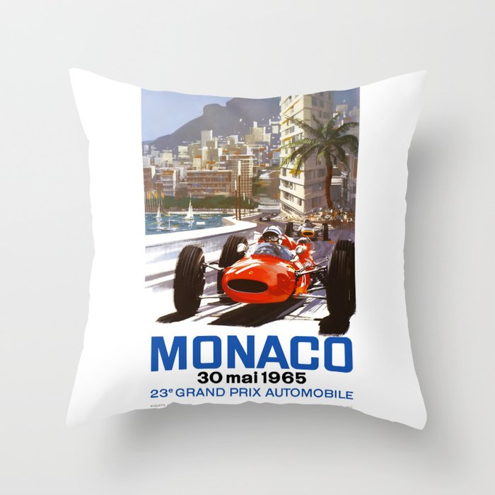 1965 Monaco Grand Prix Racing Poster Throw Pillow Gallery Image 6