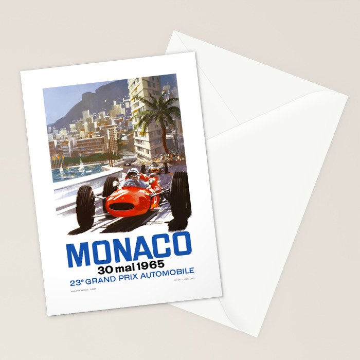 1965 Monaco Grand Prix Racing Poster Stationery Card Gallery Image 2