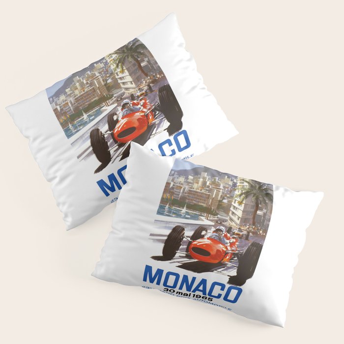 1965 Monaco Grand Prix Racing Poster Pillow Sham Gallery Image 3