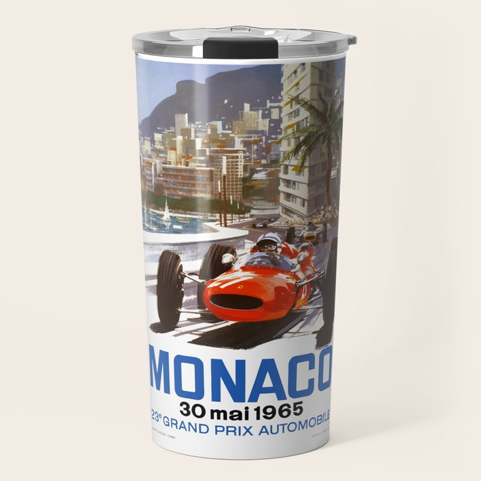 1965 Monaco Grand Prix Racing Poster Travel Mug Gallery Image 1