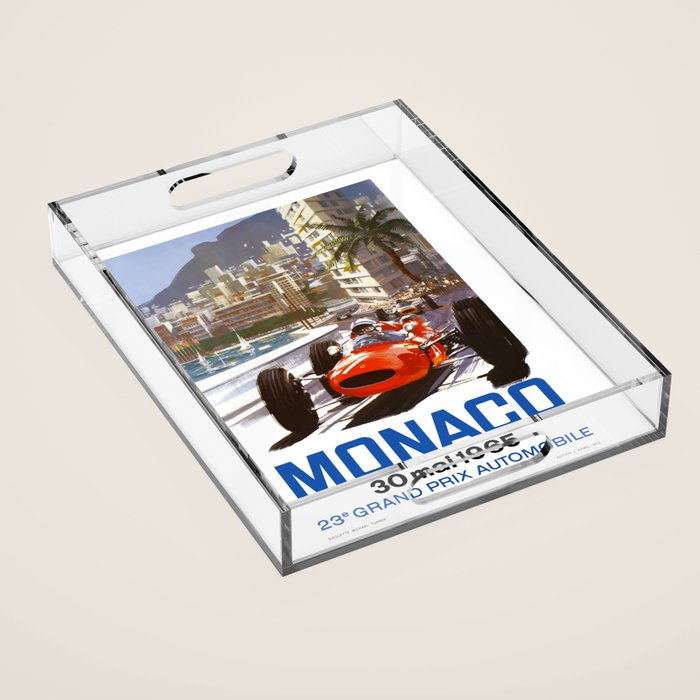 1965 Monaco Grand Prix Racing Poster Acrylic Tray Gallery Image 1