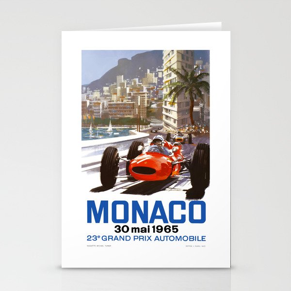 1965 Monaco Grand Prix Racing Poster Stationery Card Gallery Image 1