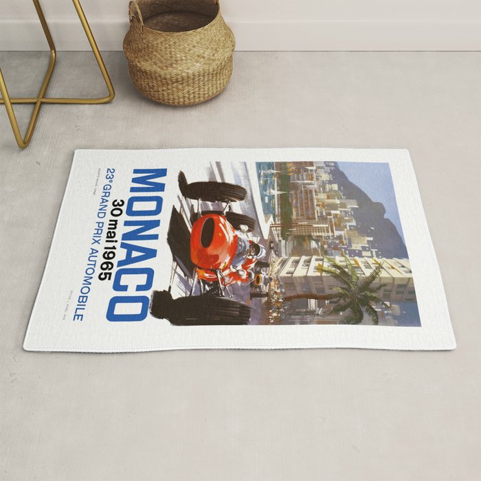 1965 Monaco Grand Prix Racing Poster Rug Gallery Image 1