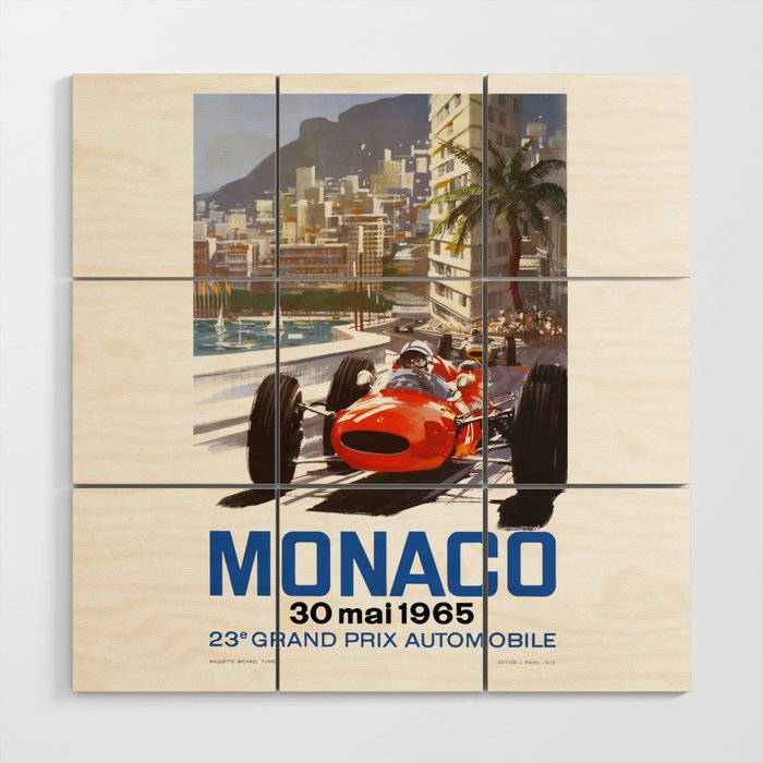 1965 Monaco Grand Prix Racing Poster Wood Wall Art Gallery Image 1
