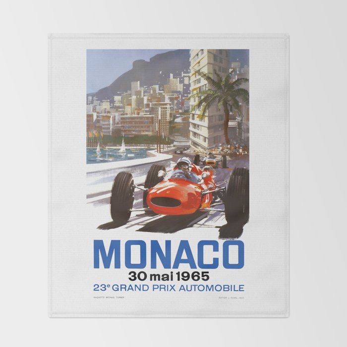 1965 Monaco Grand Prix Racing Poster Throw Blanket Gallery Image 2