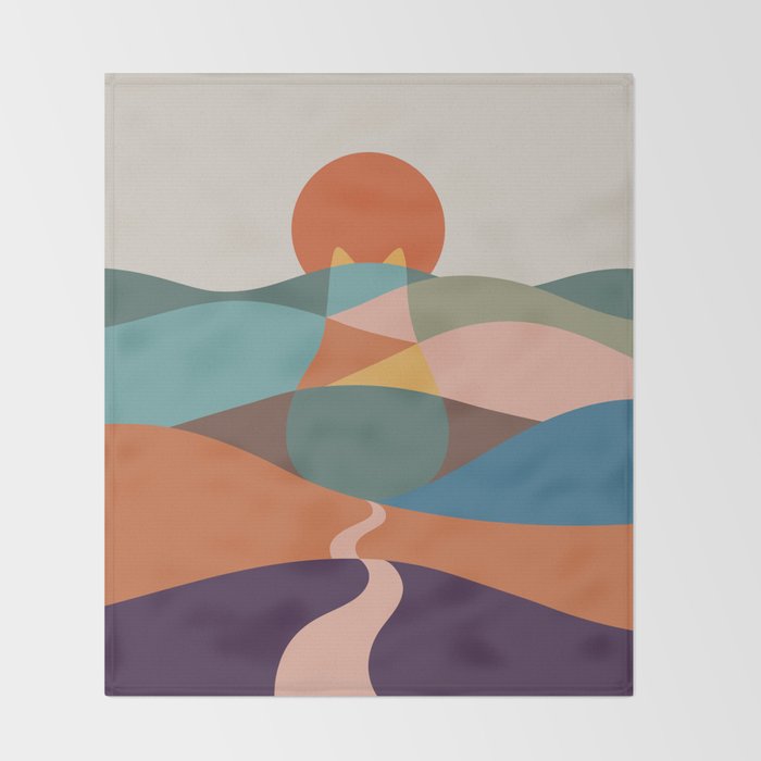 Cat Landscape 65 Throw Blanket Gallery Image 2