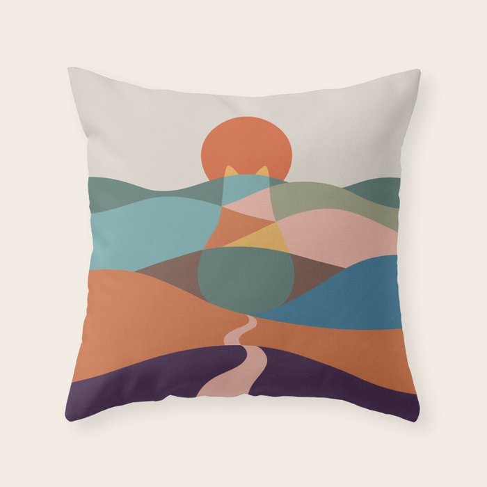 Cat Landscape 65 Throw Pillow Gallery Image 1