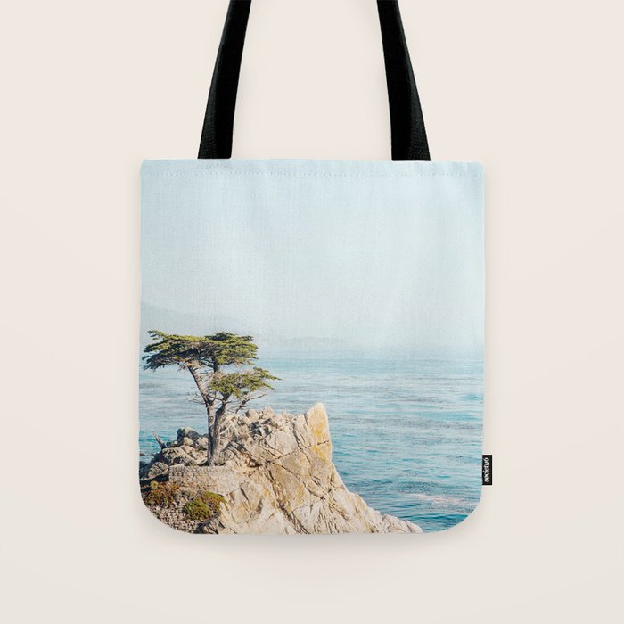 Lone Cypress Tree - Coastal California Landscape Photography Tote Bag Gallery Image 1