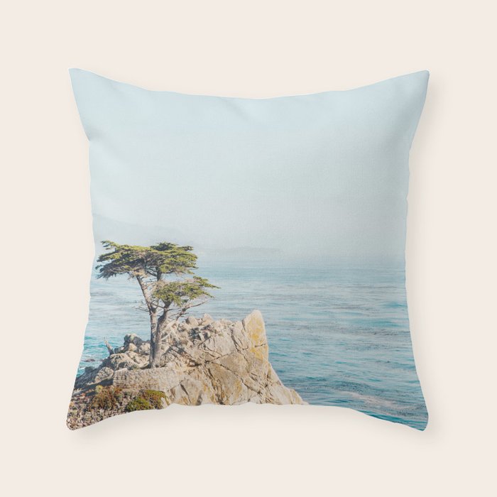 Lone Cypress Tree - Coastal California Landscape Photography Throw Pillow Gallery Image 1