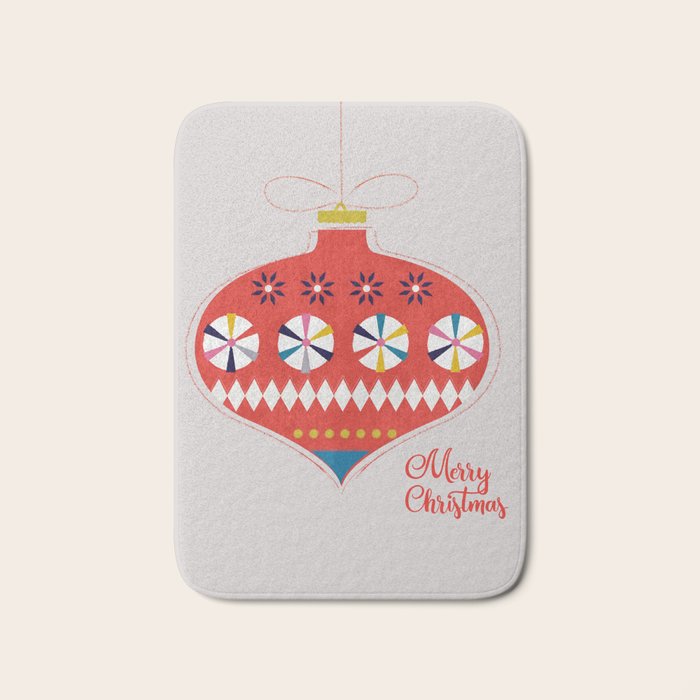 Festive red retro bauble Bath Mat Gallery Image 1