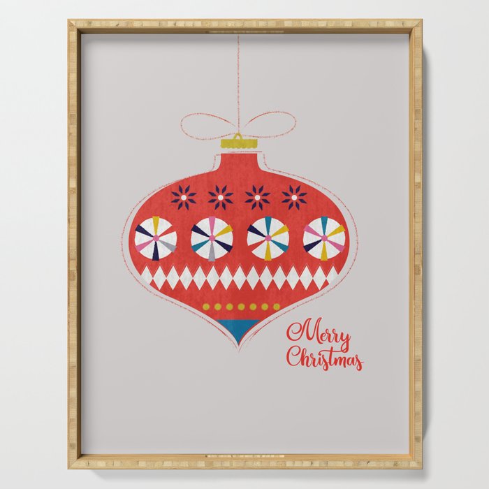 Festive red retro bauble Serving Tray Gallery Image 1