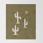 saguaro silent disco - olive Throw Blanket Gallery Image 2