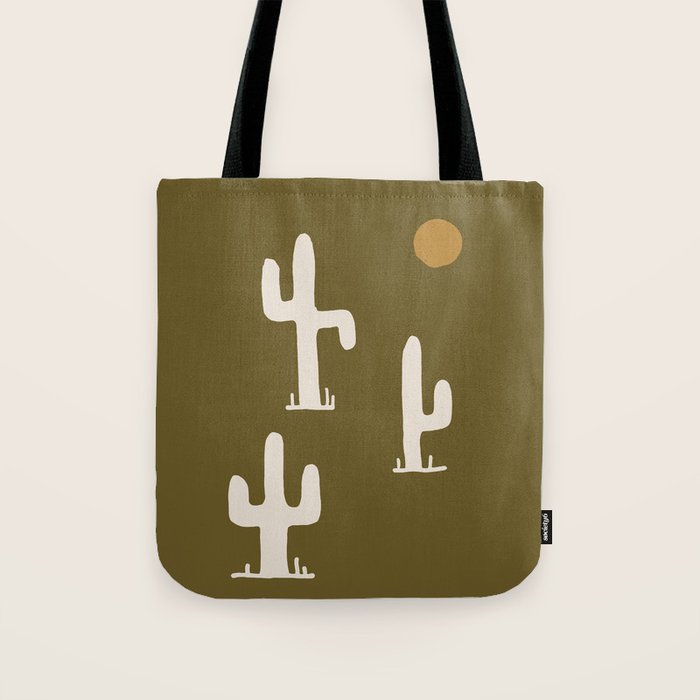 saguaro silent disco - olive Tote Bag Gallery Image 1