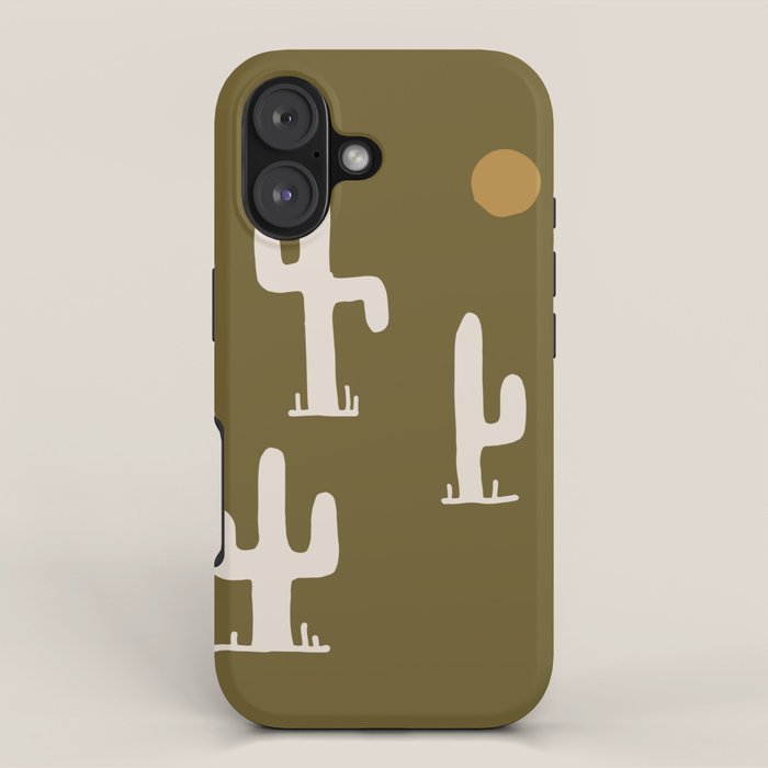 saguaro silent disco - olive iPhone Case Gallery Image 1