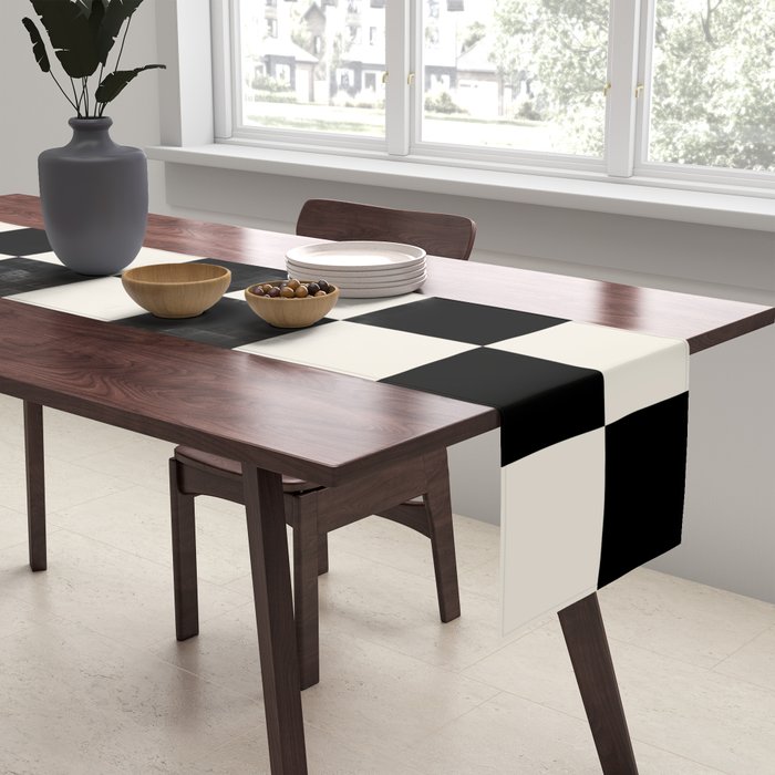 Checkered (Black Cream) Table Runner Gallery Image 2