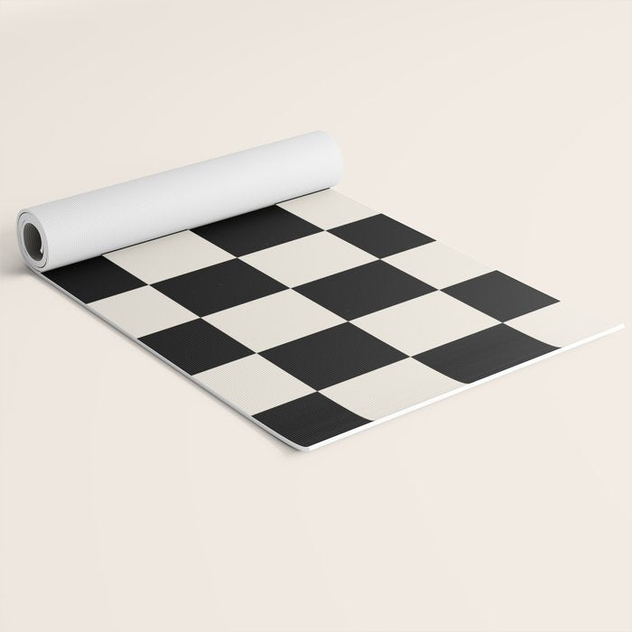 Checkered (Black Cream) Yoga Mat Gallery Image 2