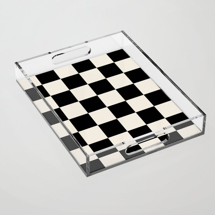Checkered (Black Cream) Acrylic Tray Gallery Image 1