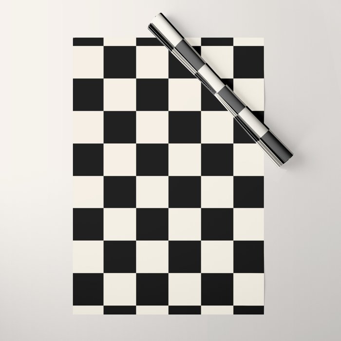 Checkered (Black Cream) Wrapping Paper Gallery Image 1