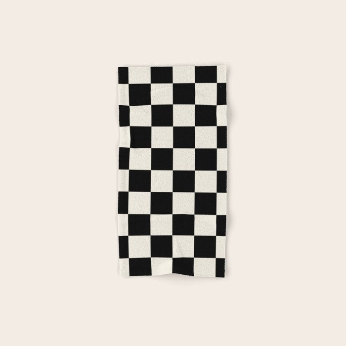 Checkered (Black Cream) Bath Towel Gallery Image 1