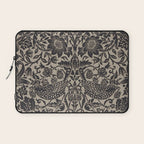 William Morris Pure Strawberry Thief Black Gilver Graphite Pattern Laptop Sleeve Gallery Image 1