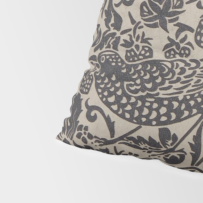 William Morris Pure Strawberry Thief Black Gilver Graphite Pattern Pillow Sham Gallery Image 4