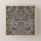 William Morris Pure Strawberry Thief Black Gilver Graphite Pattern Mini Art Print Gallery Image 1