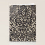 William Morris Pure Strawberry Thief Black Gilver Graphite Pattern Stationery Card Gallery Image 2