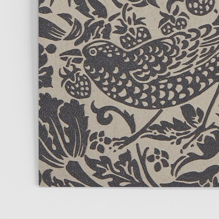 William Morris Pure Strawberry Thief Black Gilver Graphite Pattern Poster Gallery Image 3