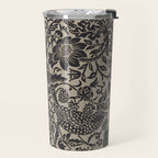 William Morris Pure Strawberry Thief Black Gilver Graphite Pattern Travel Mug Gallery Image 2