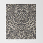 William Morris Pure Strawberry Thief Black Gilver Graphite Pattern Throw Blanket Gallery Image 2
