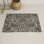 William Morris Pure Strawberry Thief Black Gilver Graphite Pattern Rug Gallery Image 1
