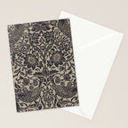 William Morris Pure Strawberry Thief Black Gilver Graphite Pattern Stationery Card Gallery Image 2