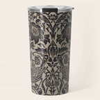 William Morris Pure Strawberry Thief Black Gilver Graphite Pattern Travel Mug Gallery Image 1